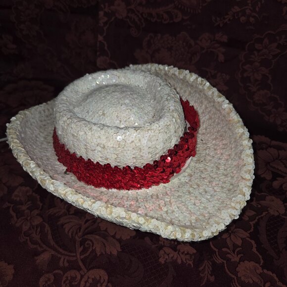 Vintage Floyette Originals Dallas Sequin Hat Dance Drill Team Small Cowboy Style - Picture 1 of 5
